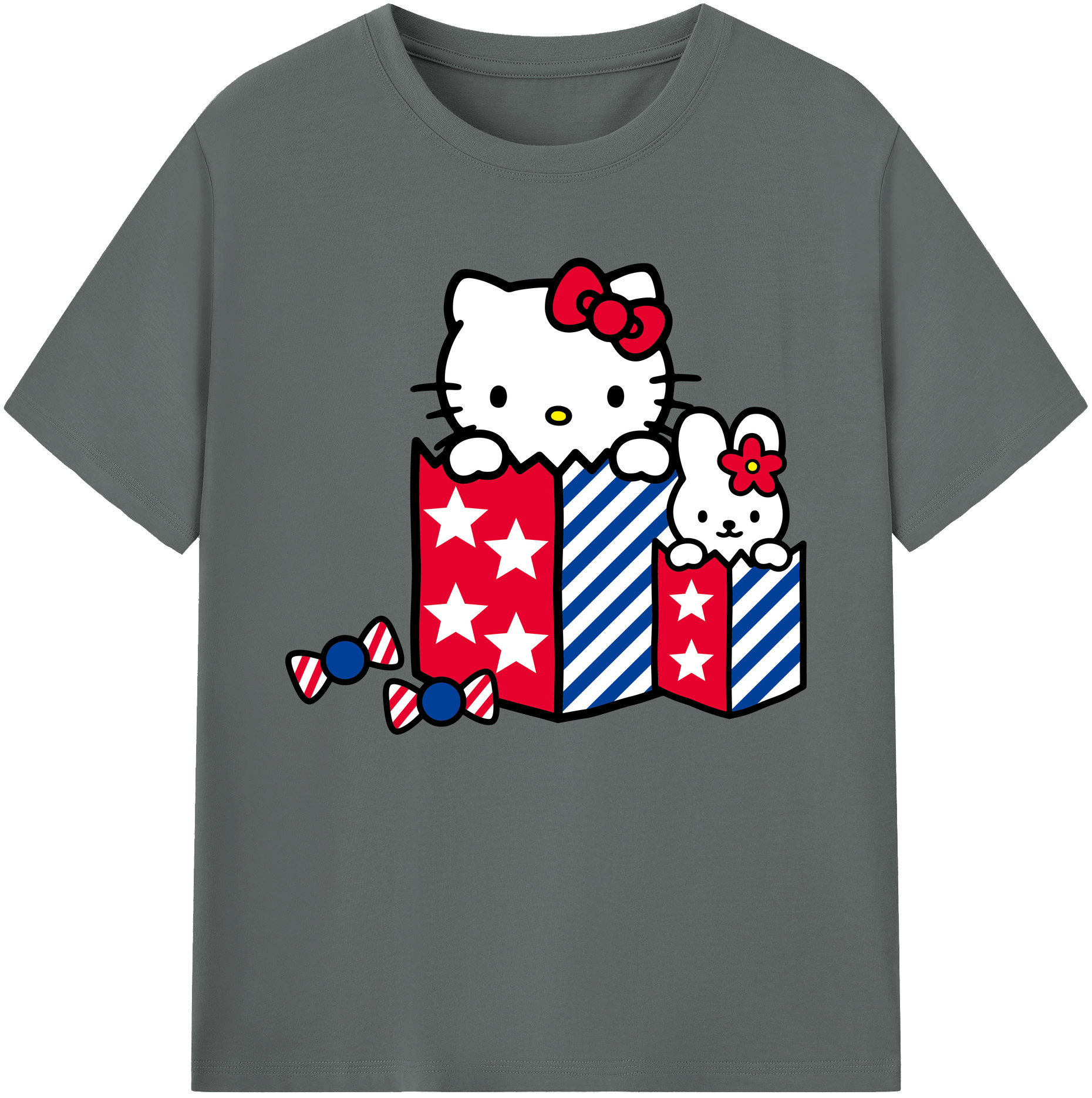 （画像用） Hello Kitty ハローキティ 綿100％ メンズ半袖Tシャツ｜肌触りやわらか＆通気性